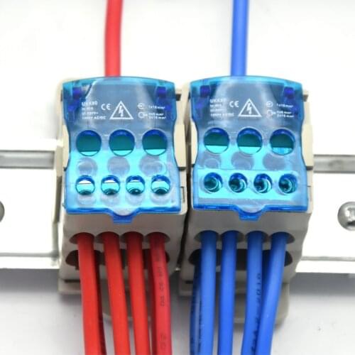 2PCS UKK80A Wire splitter, Wire divider,copper wiring terminal,one in six out Din Rail Distribution Box