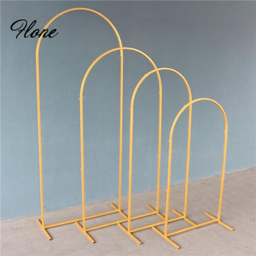 Electroplating Shiny Golden Wedding Arch Background Props Black Flower Arch Outdoor flower Stand Celebration Scene Decoration
