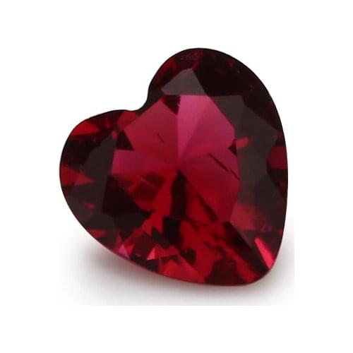 100pcs 3x3~10x10mm Heart Shape Loose Stone Rose Red Color Glass Synthetic Gems For Jewelry DIY Stone