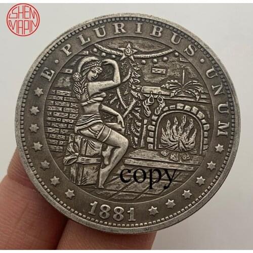 Christmas Girl 1881 Hobo Nickel Coins USA Morgan Dollar COIN COPY Tramp copper coin