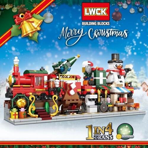 Christmas Village Set Expert Santa Claus Store Moc Modular Street View Building Blocks Bricks Christmas Tree Kids Toys