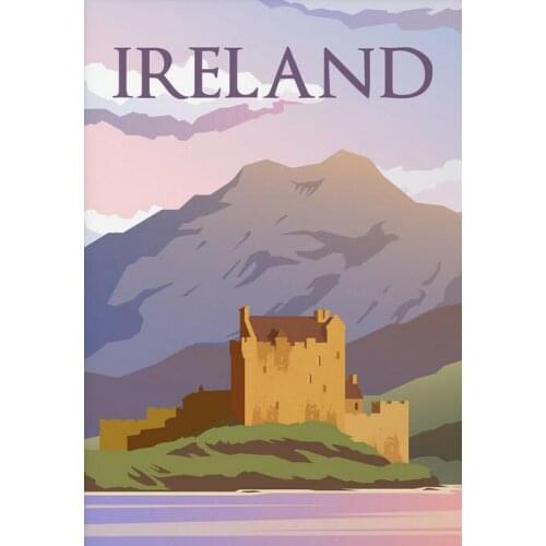 Retro Ireland Travel Art print Silk poster Home Wall Decor
