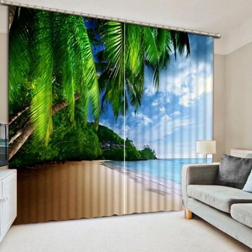 Beach curtains Landscape Scenery Beauty Digital Photo Printing Blackout 3D Curtains for Living Room Bedding Room Hotel