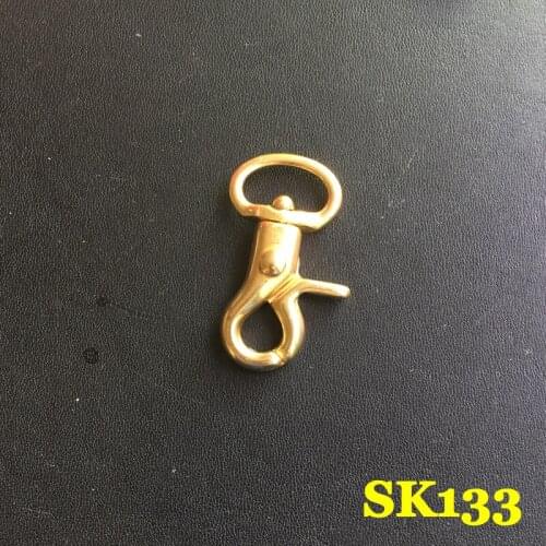 SK133) 2pc Solid Brass Spring Snap Hook Swivel Clasp Key Ring Chain Hardware