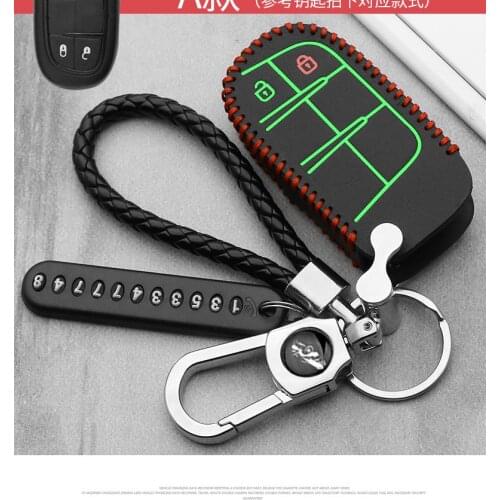 Leather car key case for Jeep Renegade Smart Grand Cherokee Chrysler 300C Car Key Cover Case Folding Remote Keyless key cover