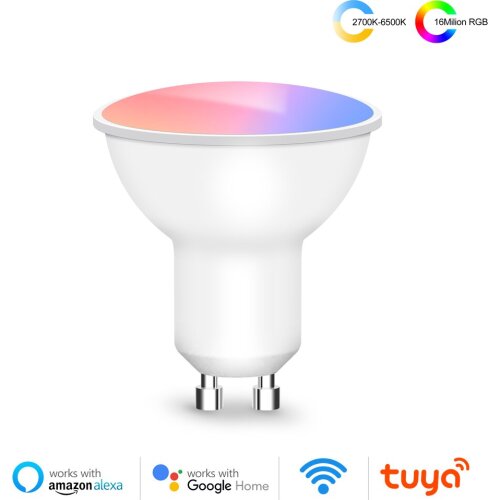 Tuya Wifi Smart GU10 LED Light Bulb Dimmable RGBCW Voice Control Led Light Bulb Work with Alexa Google Home