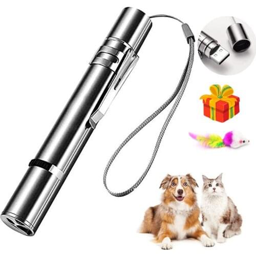 Laser Pet Toy USB Rechargeable 3 In 1 Funny Cat Chaser Stick Mini Flashlight Red LED Laser Pointer Funny Cat Pen Pet Supplies