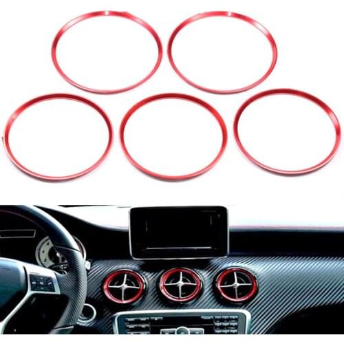 YAQUICKA 5x Car Front Air Condition Trim Outlet Vent Ring Cover Trim Circle For Mercedes Benz A/B/CLA/GLA Class 180 200 220 2015
