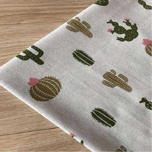 Funny Cute Cactus Printing Cotton Linen Fabric Cotton Canvas Flax Material Sewing For DIY Quilting Photo Background Sofa Cover
