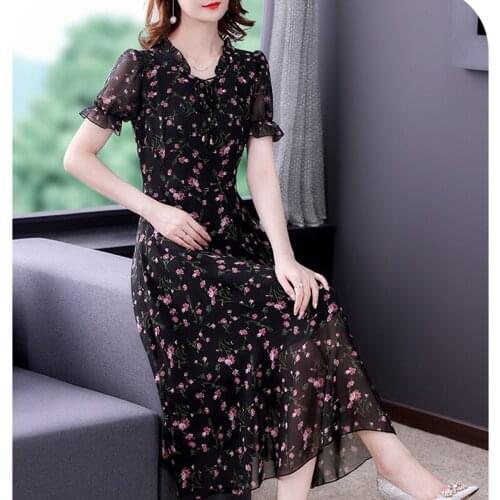 Summer Beach Print Chiffon Vacation Maxi Dress 2021 Vintage 4XL Plus Size Casual Midi Dress Women Elegant Bodycon Party Vestidos