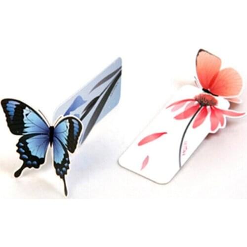 2PCS Flower Print Bookmark Stationery Mini Paper 3D Stereo Butterfly Bookmarks For Girls Women Gifts Books Marks Random Color
