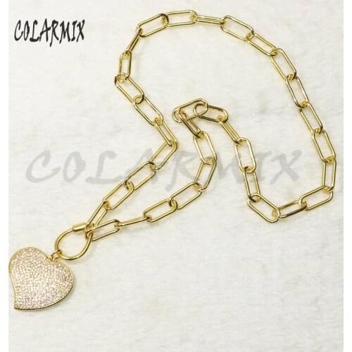 3Pcs fashion big link chain necklace accessories heart pendant necklace fashion chain necklace for women 50382