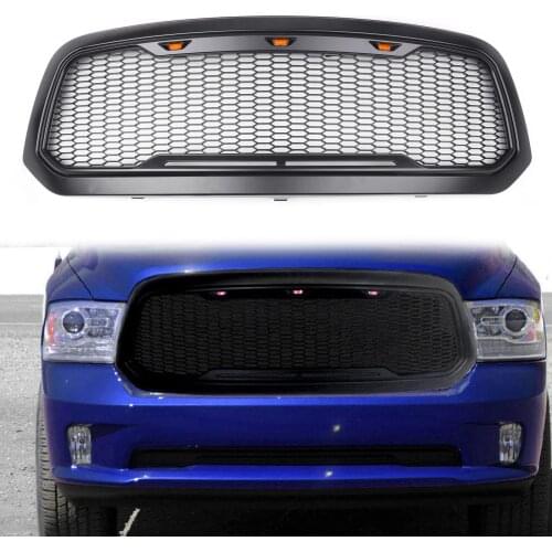 For DODGE RAM 1500 2013 2014 2015 2016 2017 2018 Accessories Grille Cover Matte Black With Light Raptor Front Bumper Grill Cover