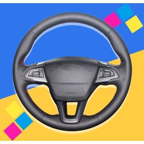 Auto Braid On The Steering Wheel Cover for Ford Focus 3 2015-2018 Kuga 2016-2019 Escape C-MAX Ecosport 2018-2019 DIY Car Covers