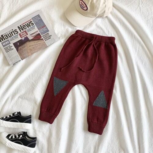 Kids Boys Pants Cotton Trousers Child Knit Bottoms Boys Clothes Triangle Panttern Kids Harem Pants Knitwear Baby Girls Pants