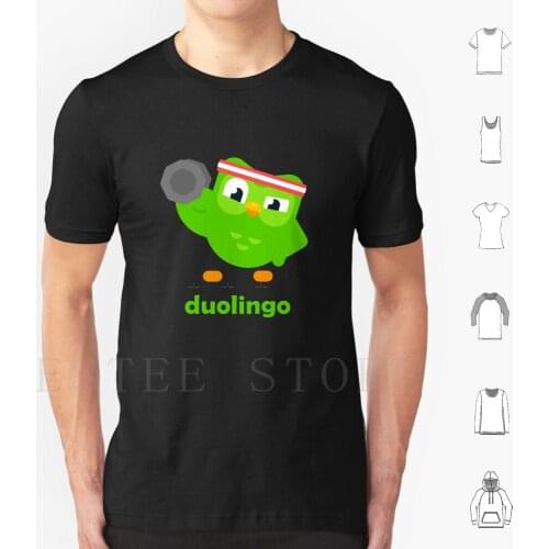 Duolingo In Weightlifting T Shirt Diy Big Size 100% Cotton Duolingo Spanish Language Meme Owl Duolingo Owl French Bird Duolingo