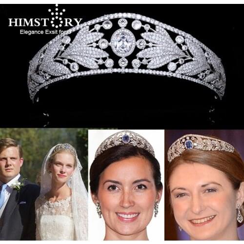 Himstory Luxembourg Royal Tiaras Crown European Princess of Nassau Cubic Wedding Party Evening Dress Headpiece Accessories