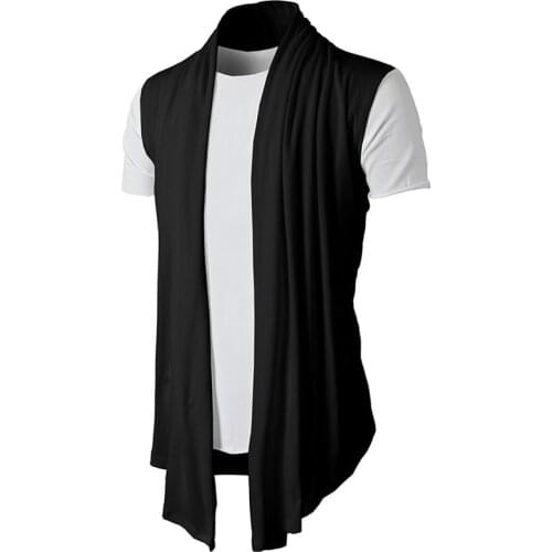 2021 Spring Summer New Personality Joker Solid Color Sleeveless Casual Mens Cardigan Fine Cardigan Cardigan Hip Hop Vest