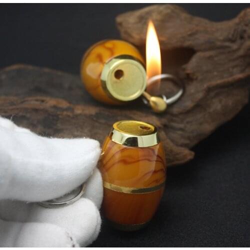 Creative Free Fire Metal Wine Barrel Lighter Torch Flint Butane Gas Key Ring Turbo Lighter Inflatable Cigar Cigarette Lighter