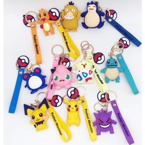 Creative Pokemon Lovely Keychain Pikachu Squirtle Charm Cartoon Keychain Car Bag Pendant Kids Toys for Girls Boy Gift