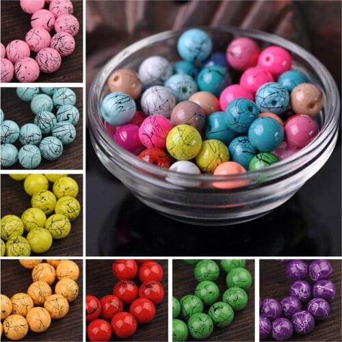 6mm 8mm 10mm Coated Round Colorized Spacer Glass Loose Beads DIY Jewelry Findings