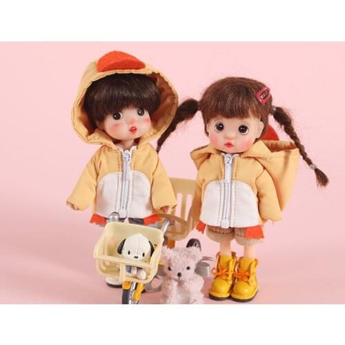 Ob11 doll suit 1/12 size GSC plain doll round is Molly yellow cotton jacket zipper coat off cap cotton-padded doll accessories