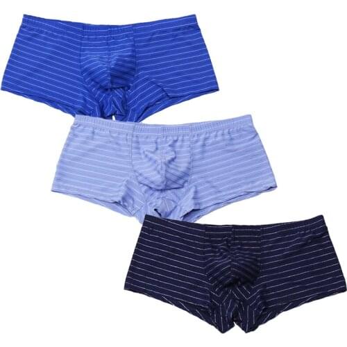 3PCS/Lots Mens Boxer Shorts Sleep Bottoms Striped Underwear Slip Homme Panties Calzoncillos Underpants Boxershorts Plus Size