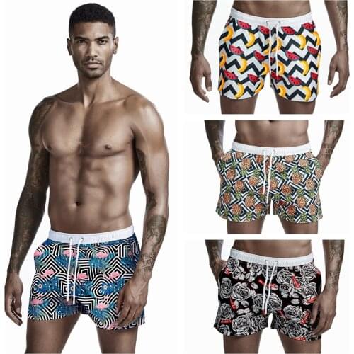 SEOBEAN Mens Flamingo Rose Fruit Printed Casual Home Summer Beach Surfboard Holiday Sports Swim Quick Drying Board Shorts