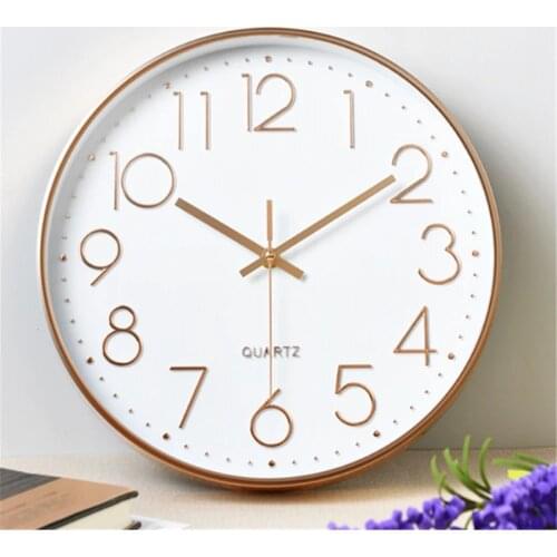 10 Inch Wall Clock Rose Gold Black Nordic Wall Watch Living Room Bedroom Silent Quartz Clocks Household Decor Horloges Creative