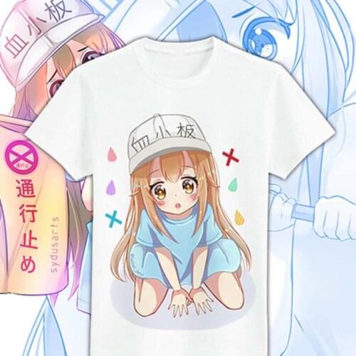 New Cells at Work! Erythrocite Red Blood Cell cosplay T-shirt Anime men T Shirt terylene Short Sleeve Tops Tee