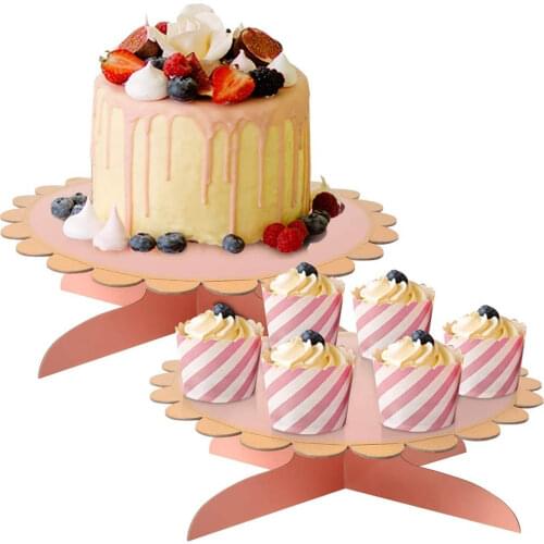 1-Layer Cardboard Cake Stand Disposable Dessert Table Reusable Childrens Birthday Wedding Party Cake Decoration Tool