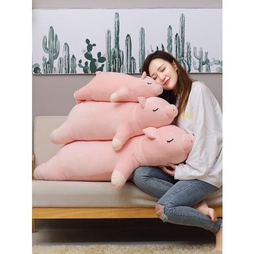 Cute Pig Sleep Pillow Long Leg-Supporting Bedroom Sofa Cushions Pillow Large Backrest Sleep Hug Lazy
