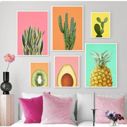 Tropical Leaf Green Plant Poster Nordic Wall Art Canvas Painting Botanical Print Pineapple Fruit Picture Modern Home Decor
