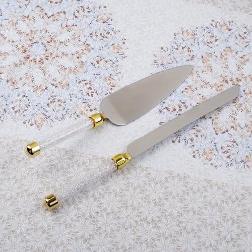 Promotional Decoration Stainless Steel Wedding Cake Knife and Server Set Cutlery Knife For Cake Wedding Table Cake Decoration
