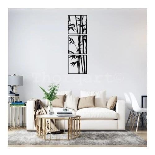 Luxury New Style Bamboo 3 Piece Wall Hanging Frame Living Room Black Decoration Home Decor Creative Gifts Coffee Shop