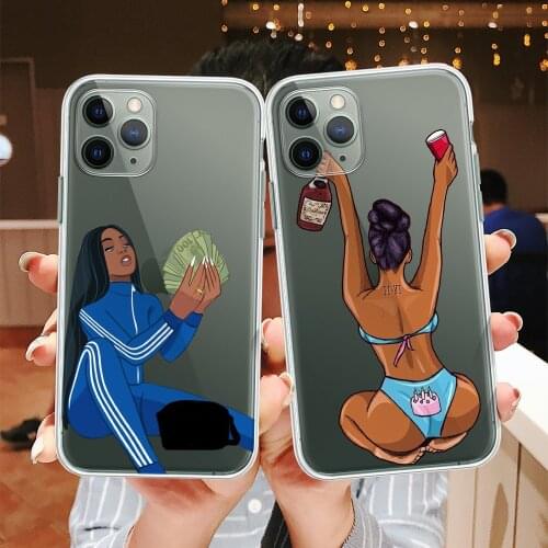 MAKE MONEY Cash Black head Sweet Spoiled Girl Fundas phone case for iPhone 11 12Pro Mini Max X XR 8 7 Plus Trendy Silicone Cove