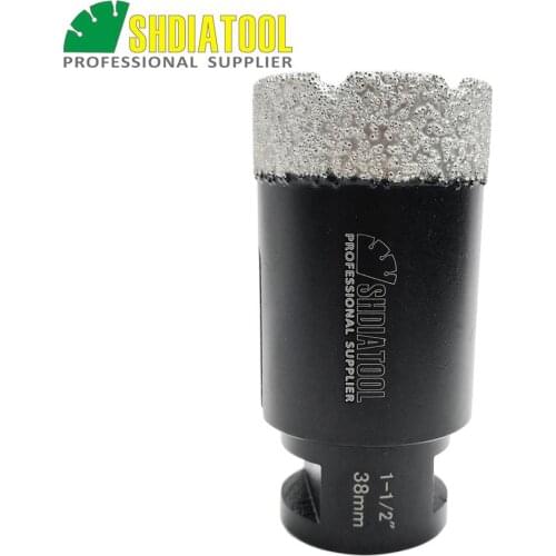 SHDIATOOL 1pc 5/8-11 Thread Diameter 1-1/2" / 38mm Vacuum Brazed Diamond Dry Drilling Bits Diamond Core Bits Hole Saw Drill Bit