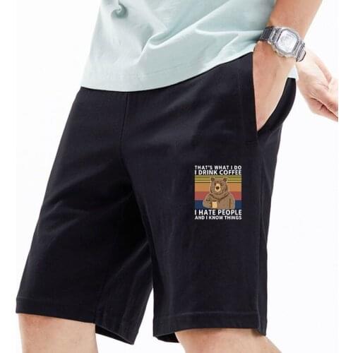 Fashion Mens Shorts Summer 2021 Cartoon Drink Bear & Hat Bear Cute Casual Pants Clothing Ropa Hombre Male Shorts
