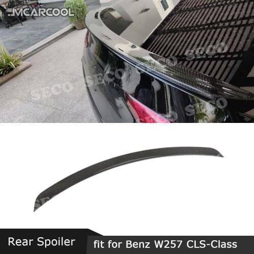 For Mercedes Benz CLS Class W257 C257 CLS400 CLS550 AMG Spoiler 2018 2019 Carbon Fiber Rear Spoiler FRP Boot trim sticker wings