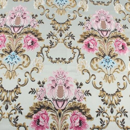 Court Brocade Fabric Damask Jacquard Embossed Flower Garments Sofa Curtain Upholstery Fabric 145cm wide by yard