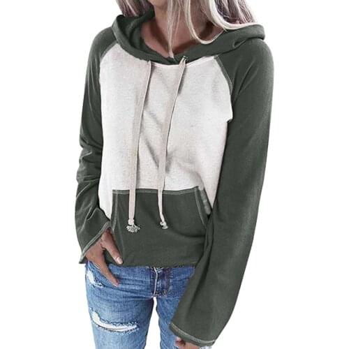 Color Block Patchwork Print Sweatshirt Vintage Women Hoodies Warm Pockets Winter Pullovers 2021 Autumn Casual Streetwear Girls 2