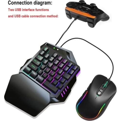 V500 35 Keys RGB Left Hand Gaming Keyboard Analog Controller Input One-Handed Q1JF