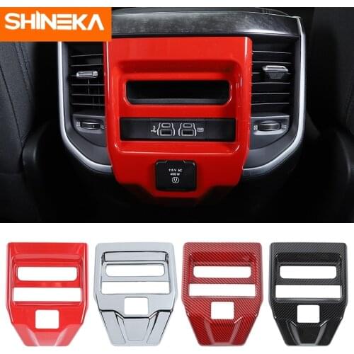 SHINEKA Interior Mouldings For Dodge RAM 1500 Car Rear Seat Control Panel Decotation Cover Stickers For Dodge RAM 1500 2018-2021