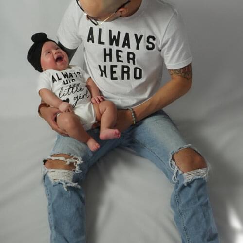 Always Her Hero Always His Little Girl Daddy and Daughter Shirts Gift for Dad Fathers Day Gift Baby Shower Gift Dad and Me