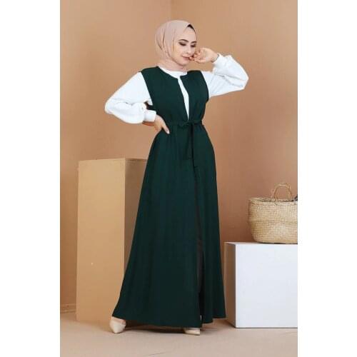 ‎Belt detailed Vest Haki‎,Muslim fashion, Vest for Muslim woman,2021 Woman foshion,Young muslim woman fashion,Women vest