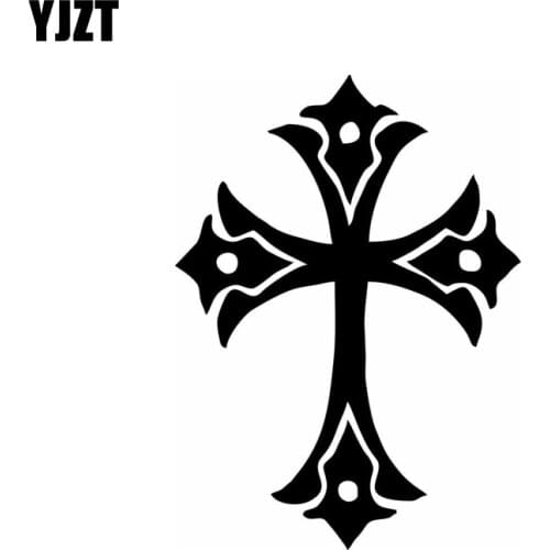 YJZT 9.6CM*12.7CM The Holy Cross Jesus Vinyl Car Motorcycle Sticker Decals Black/Silver C13-000352