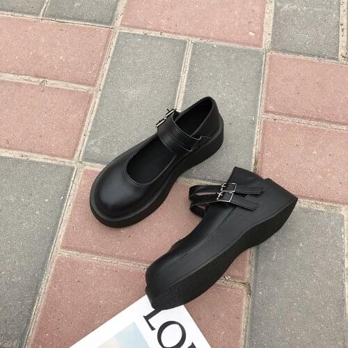 2021 Mary Jane shoes woman summer new College Student Platform student Solid Japanese Style vintage Flats leather shoes Girls