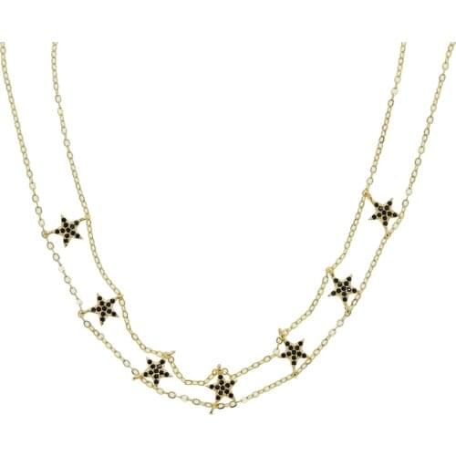 High quality gold rose gold color black cz paved star charm choker necklaces women fashion charm wedding party jewelry wholesale