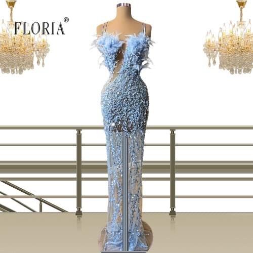 Vestido De Fiesta Evening Dresses 2021 Feathers Woman Party Dress Robe De mariée Formal Pageant Gown