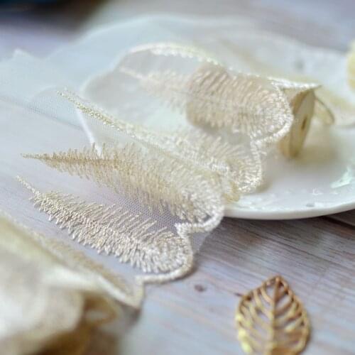 Gold thread super fairy feather net yarn embroidery lace accessories cheongsam evening dress clothing material width 11.5cm
